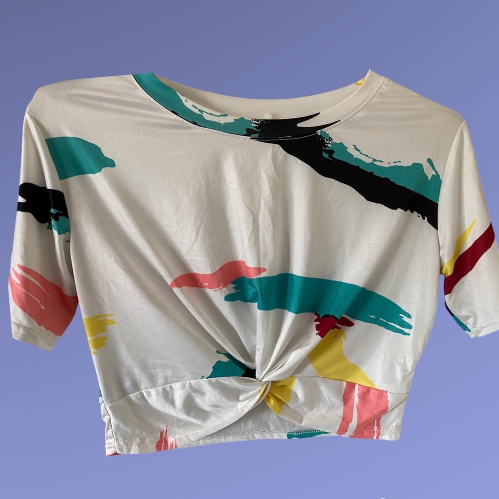 White shirt with color spots size M